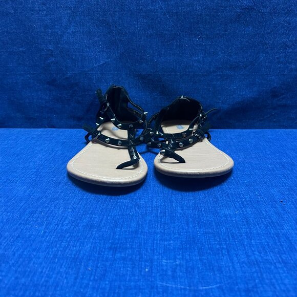Size 9.5 Charlotte Russe Black & Chrome Spiked Studded Sandals - Picture 8 of 10
